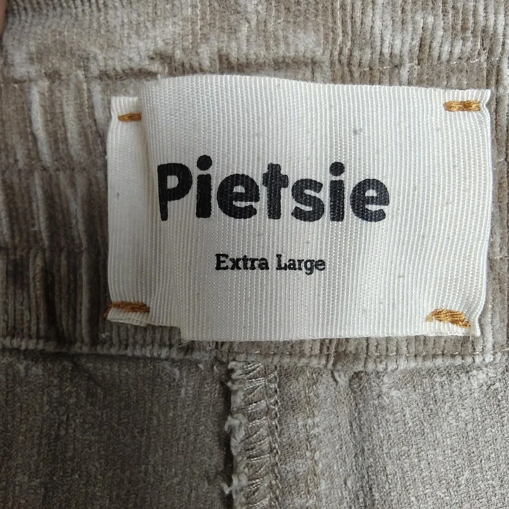 Pietsie Pants Mens XL Beige Corduroy Sweatpants Elastic Waist Relaxed USA - Picture 2 of 9